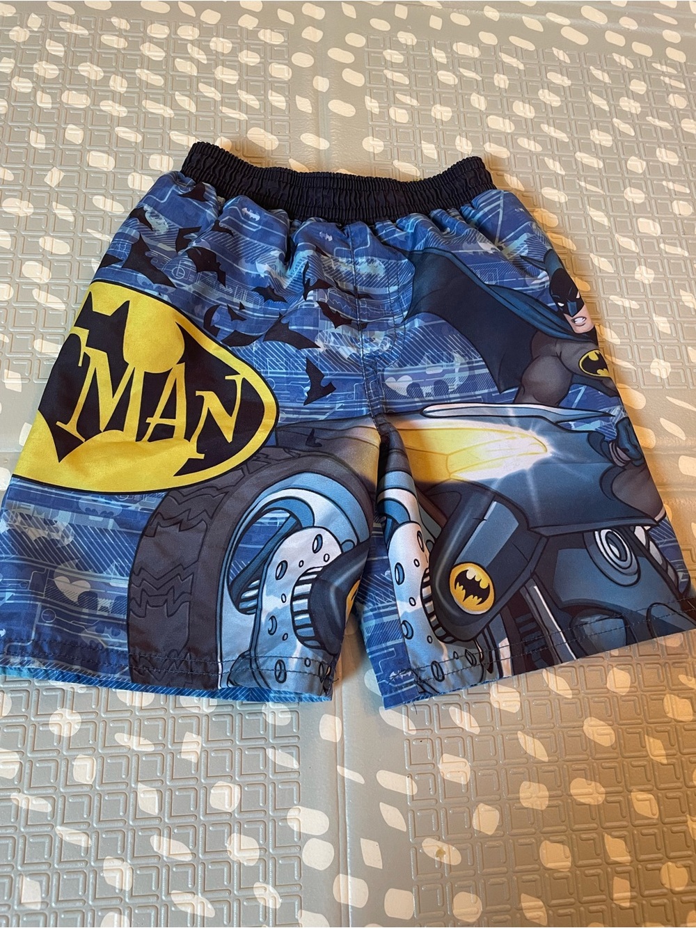 Batman Boys Swim Trunks in Blue with‎ Yellow Logo, Size 4T